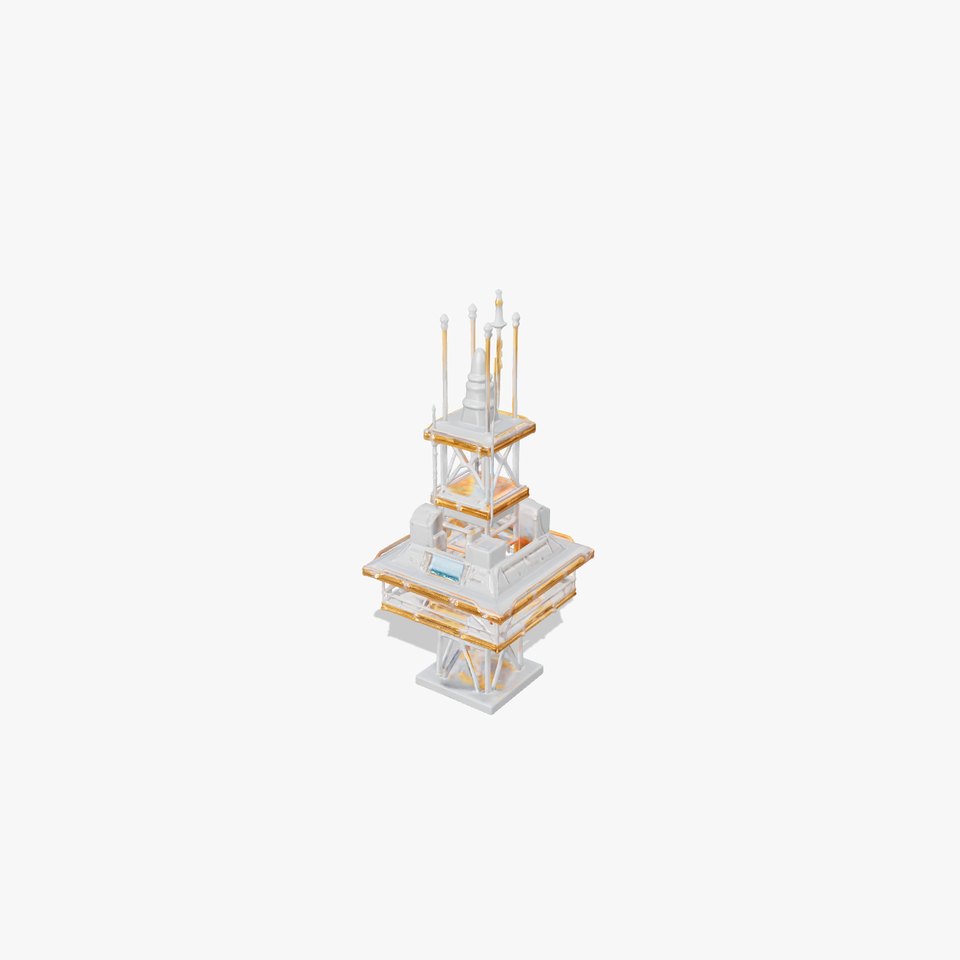 Futuristic Neon Light Tower Architecture model pack